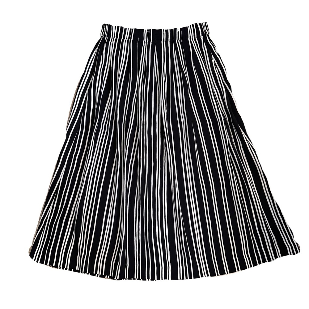 H&M Striped Pleated Midi Skirt